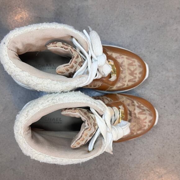 Michael Kors signature Tahoe brown wedge boots toddler girls 13 shoes outdoor - Picture 6 of 8